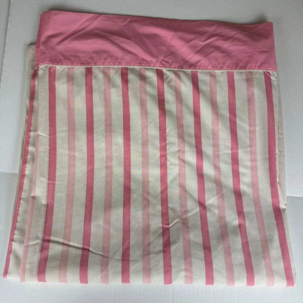 Vintage Cannon Royal Family Featherlite Pink Striped Full Flat Sheet Made in USA